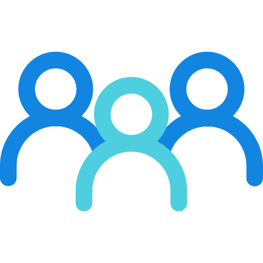 Three stylized human figures icon